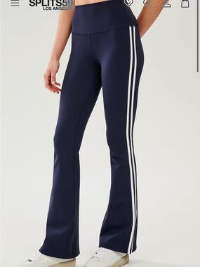 Splits59 Navy Leggings with White Double Side Stripes